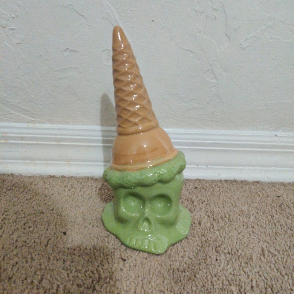 Here Lies Summer Skull Ice Cream Cone Decor Summerween Seasonal Decoration